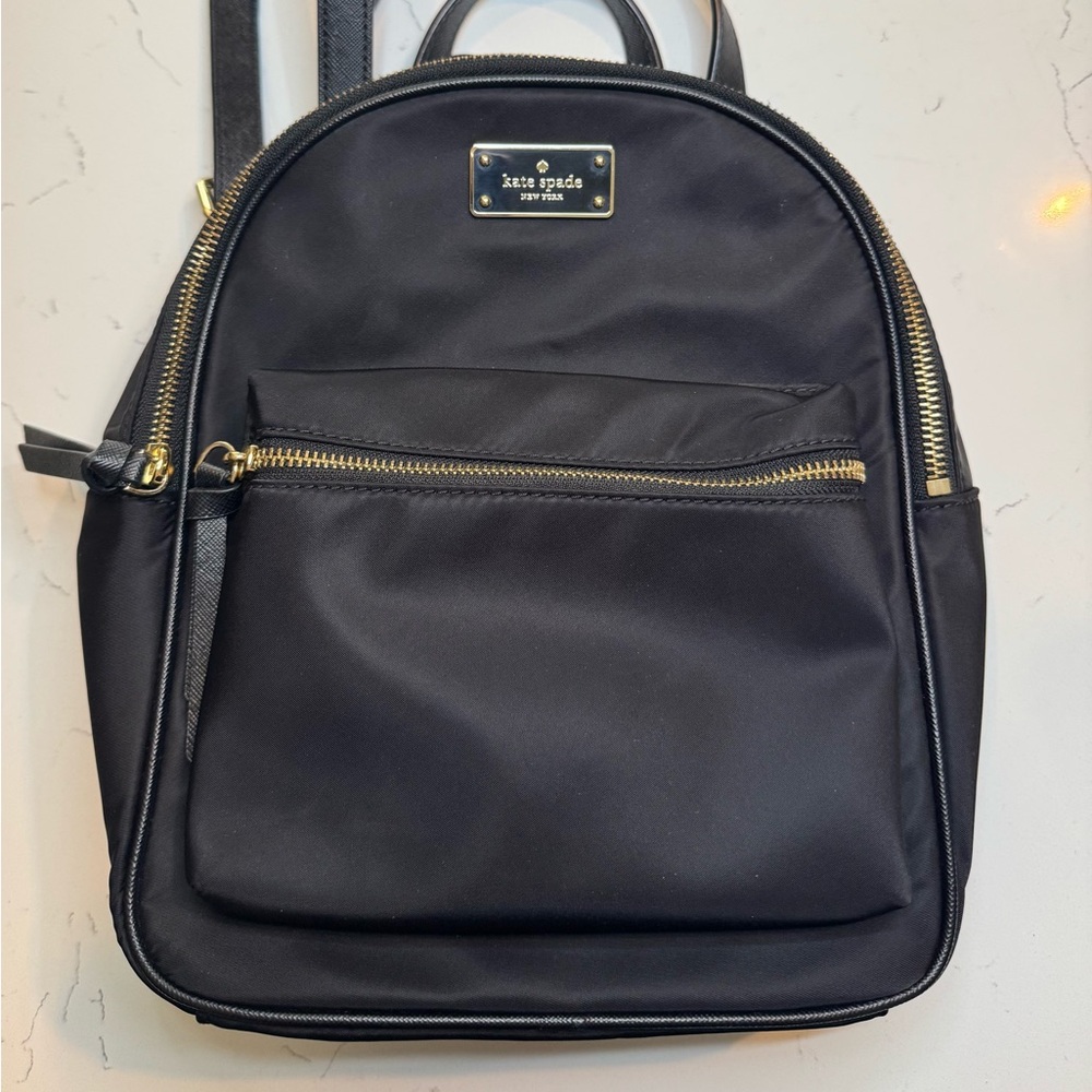 Kate Spade Chelsea Medium Black Backpack with Gold Accents